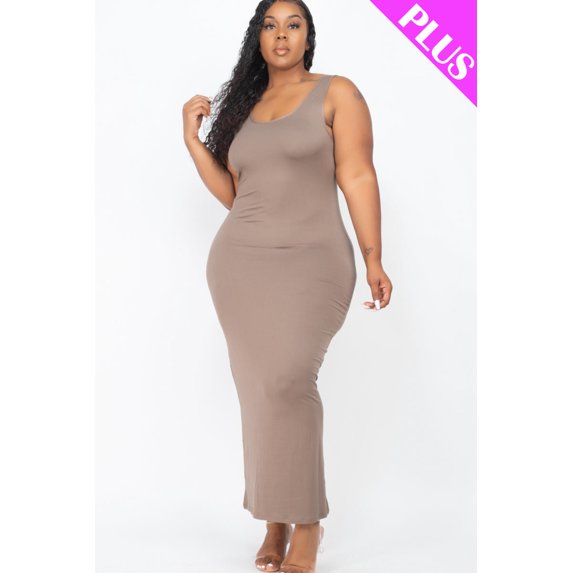 Maxi Dress for Plus Size in Solid Color