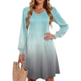 thumbnail image 1 of Maxi Dress for Women 2025 Long Sleeve V-Neck Female Fashion Elegant Dresses Casual Female Straight Evening Dresses Cyan XL, 1 of 4