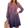 thumbnail image 1 of Maxi Dress for Women 2025 Long Sleeve V-Neck Female Fashion Elegant Dresses Casual Female Straight Evening Dresses Purple S, 1 of 4