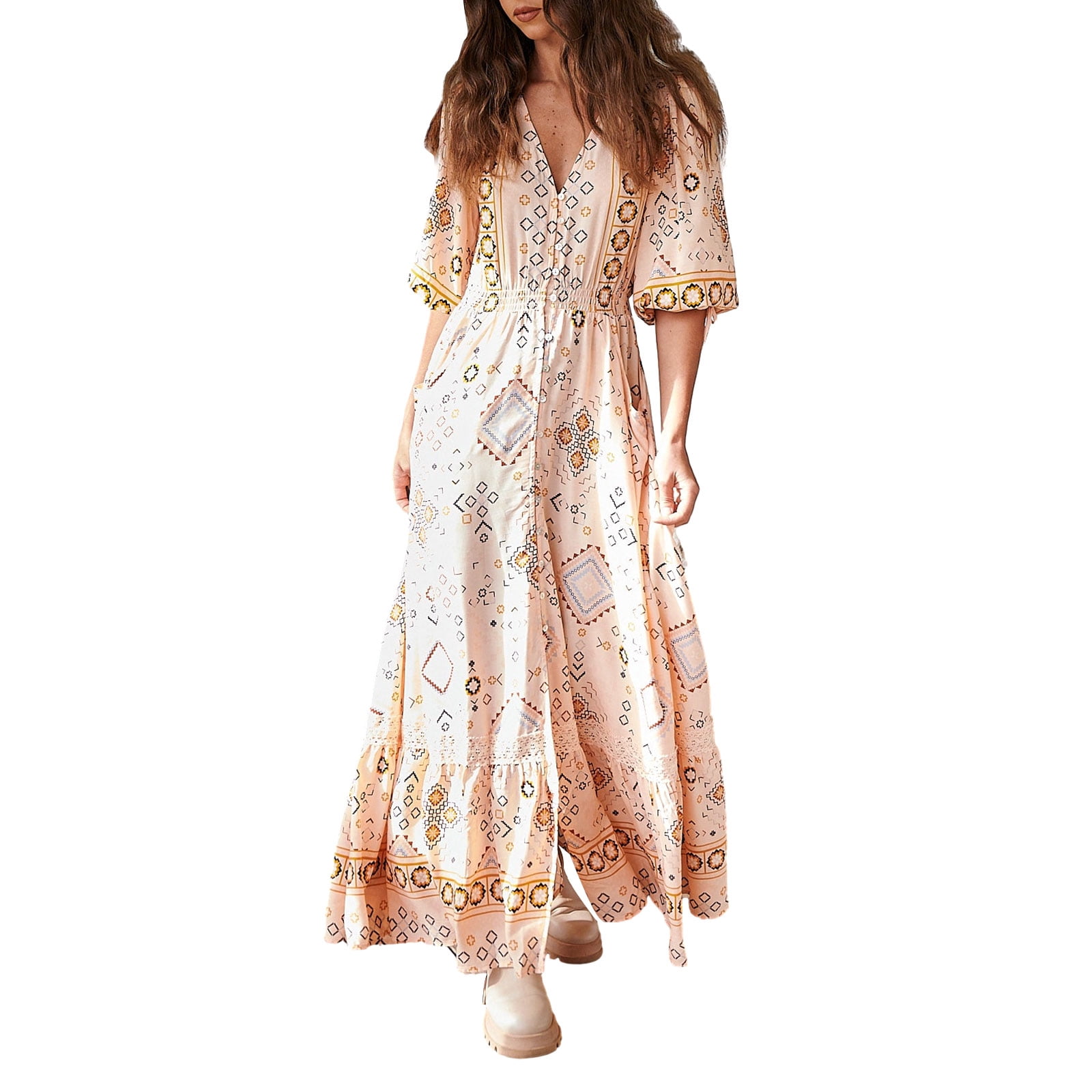 beautiful flowy maxi dresses Luna Maxi Dress Dusty Rose/Light Brown / S