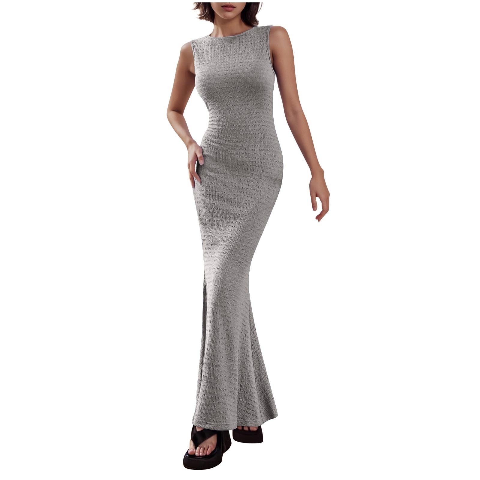 grey maxi dress outfit Relaxed-Fit Grey Maxi Dress S/M main image 0