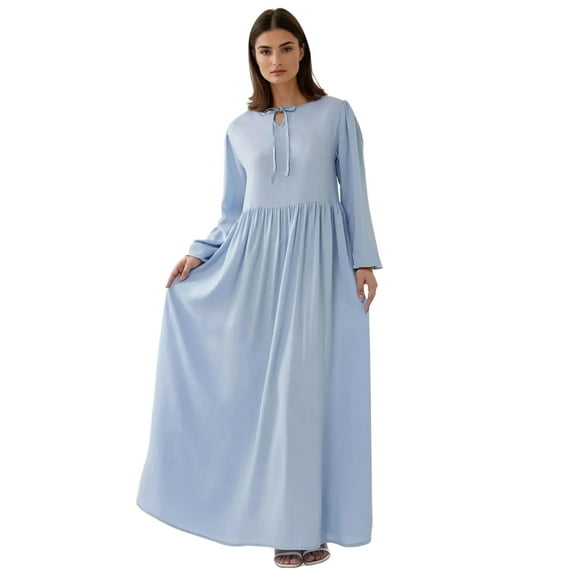 Maxi Dress with A-Form Fit and Crew Neck