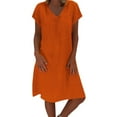 thumbnail image 1 of Maxi Dresses For Women 2023 Casual Petite Cotton Plus Size Style T Shirt Dress Orange XXXL, 1 of 7