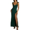 thumbnail image 1 of Maxi Dresses For Women Sleeveless Ruched Ruffle Slim Prom Dress Brown L, 1 of 7