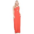 thumbnail image 1 of Maxi Dresses For Women Solid Lightweight Long Racerback Sleeveless W/ Pocket -Coral (1X), 1 of 6