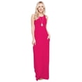 thumbnail image 1 of Maxi Dresses For Women Solid Lightweight Long Racerback Sleeveless W/ Pocket -Fuchsia (1X), 1 of 6