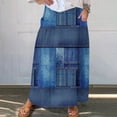 thumbnail image 1 of Maxi Dresses Viikei Womens Skirts Maxi,Women's Printed Elastic Waistband Pleated Pocket Skirt With Mid Calf Skirt Navy XXXL, 1 of 5