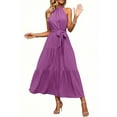thumbnail image 1 of Maxi Dresses For Women 2025, Sleeveless Flowy Hem Boho Sundress With Belt Elegant Casual Summer Dress 2025 Wedding Guest Easter Beach Party Maxi Dress Shoes Cocktail Dress (XL, Purple) ZMTing, 1 of 2