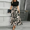 thumbnail image 1 of Womens Short Sleeve Maxi Dresses Empire Waist Long Dress Beige M, 1 of 5
