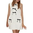 thumbnail image 1 of Maxi Dresses for Women 2025, Women's Summer Sleeveless Mini Dress Casual Bow Crewneck Loose Knit Tank Dresses With Pockets(White,XXL), 1 of 5