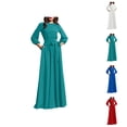 thumbnail image 1 of Maxi Dresses for Women 3/4 Length Lantern Sleeve Crewneck Tie Waist Dresses Wedding Guest Dress, 1 of 6