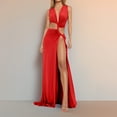thumbnail image 1 of Maxi Dresses for Women Cut Out High Slit V Neck Sleeveless Prom Dress with Ruffle for Party Date Night Evening Gala Dress, 1 of 8