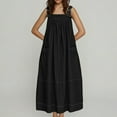 thumbnail image 1 of Maxi Dresses for Women Loose Pleated Overall Dress with Pocket Adjustable Straps for Casual Comfort Beach Cover Up Sundress, 1 of 7