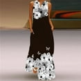 thumbnail image 1 of Maxi Dresses for Women Summer Elegant Party Sleeveless V Neck Butterfly Print Vestidos Vintage Loose Beach Casual Dress Black, 1 of 6