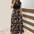 thumbnail image 1 of Maxi Dresses for Womens 2024 Vintage Elegant Tunic Waisted Long Dress Summer Casual Floral Short Sleeve Midi Dress, 1 of 4