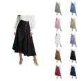 thumbnail image 1 of Maxi Flowy Skirts for Women Summer Elastic High Waisted Dressy Casual Ruffle Asymmetrical Hem Long Linen Wrap Skirt, 1 of 7