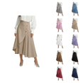 thumbnail image 1 of Maxi Flowy Skirts for Women Summer Elastic High Waisted Dressy Casual Ruffle Asymmetrical Hem Long Linen Wrap Skirt, 1 of 7