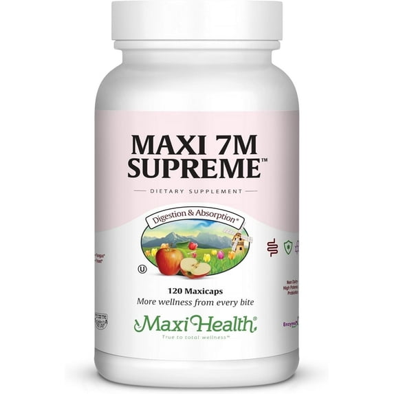 Maxi Health 7M Supreme Probiotic for Adults and Kids – High Potency Acidophilus Formula – 120 Capsules