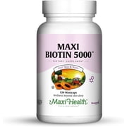 Maxi Health Biotin 5000 mcg   Hair, Skin & Nails Supplement   Vegetarian Capsules   120 Count