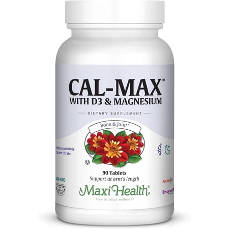 Maxi Health Calcium Magnesium with Vitamin D3 & Boron – Supports Bone & Muscle Health – 90 Tablets