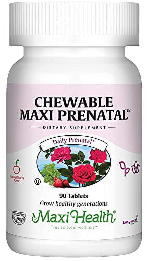 MaxiHealth Chewable Prenatal Vitamin Over 25 Essential Vitamins and Minerals Doctor