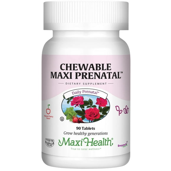 Maxi Health Chewable Prenatal Vitamin  over 25 Essential Vitamins & Minerals  Doctor-Formulated  90 Count