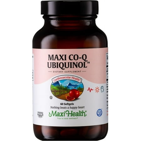 Maxi Health CoQ10 Ubiquinol 100mg – Dietary Supplement for Cardiovascular & Cellular Energy – 60 Softgels