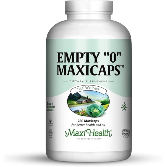 Maxi Health Empty Maxicaps – Vegetarian Capsules for Custom Supplements – 250 Count – Kosher, Gluten-Free