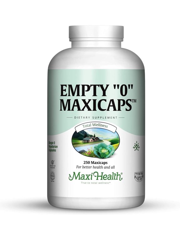 Empty Maxicaps Vegetarian Capsules for Custom Supplements 250 Count Kosher, Gluten-Free