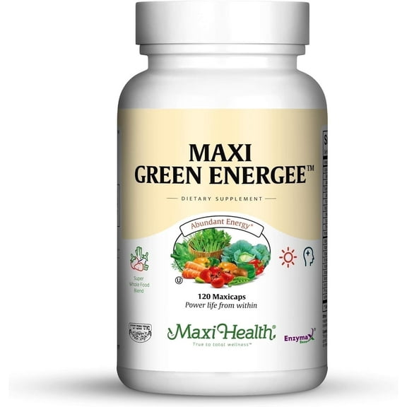 Maxi Health Green Energee – Superfood Multivitamin with Spirulina & Wheat Grass – Energy Support – 120 Capsules