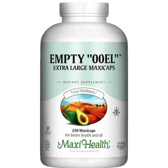 Maxi Health Kosher Empty Maxicaps OOEL Extra Large Vegetable Capsules - Passover - 250 Capsules