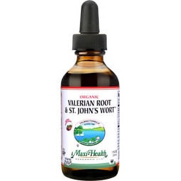 Maxi Health Organic Valerian Root with St. John's Wort - Calming - Berry Flavor - 1 Ounce - Kosher