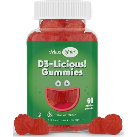 Maxi Health Vitamin D3 Gummies 1000 IU – 25 Mcg – Vegan, Kosher – Immune & Bone Support – 60 Count