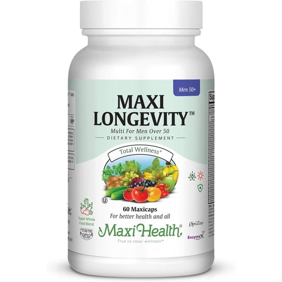 Maxi Health Longevity Multivitamin for Men 50+ Bone, Heart & Prostate Support 60 Capsules