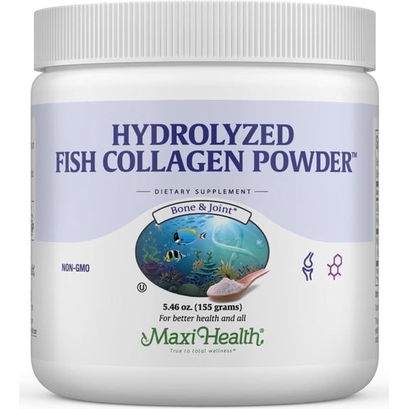 Maxi Health Marine Collagen Powder – Hydrolyzed Fish Collagen – Unflavored – 5.46 oz – Kosher