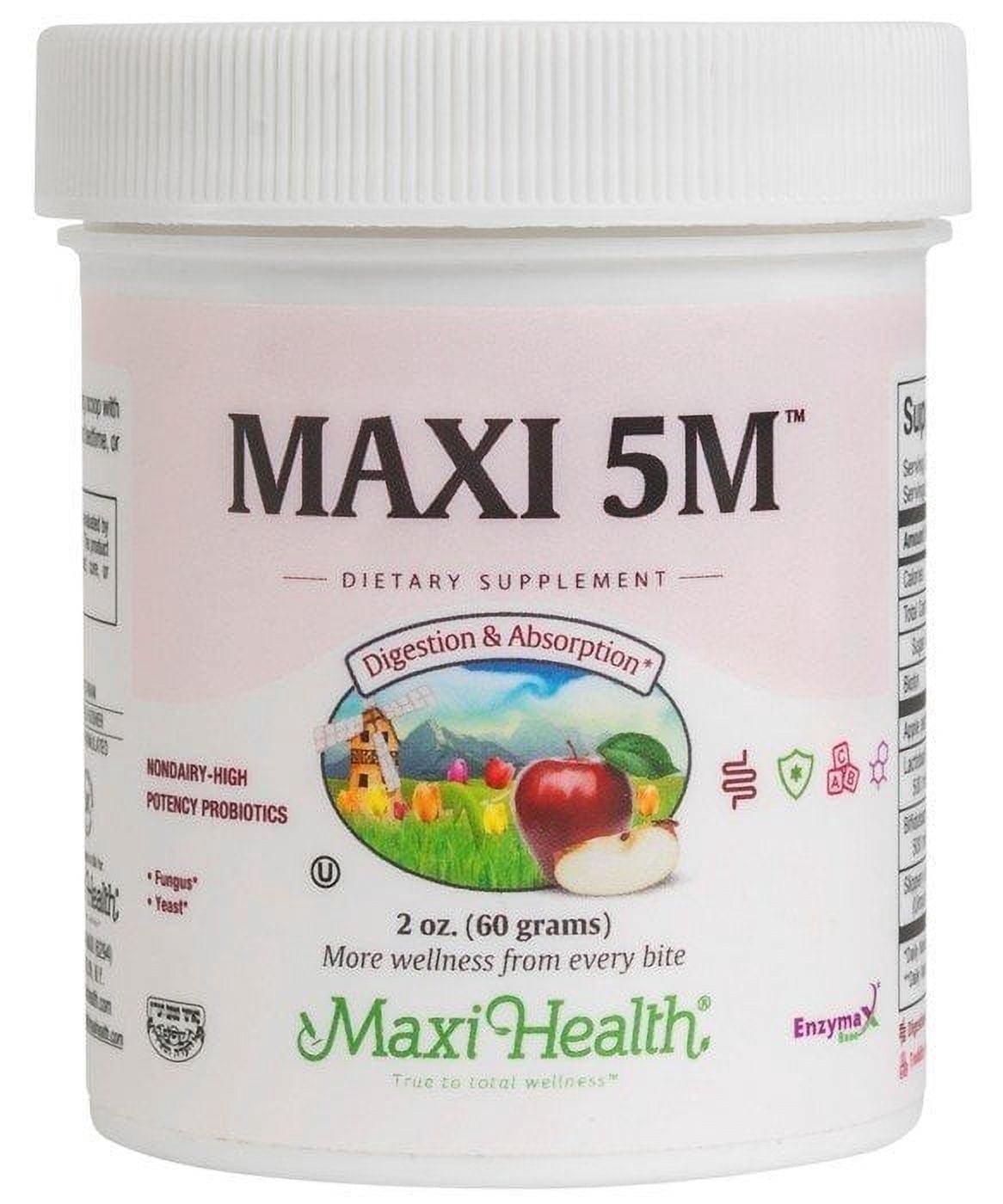 Maxi Health Maxi 5M Probiotic Powder for Adults & Kids, High Potency Digestive Support, 2 oz – Vegetarian, Gluten Free