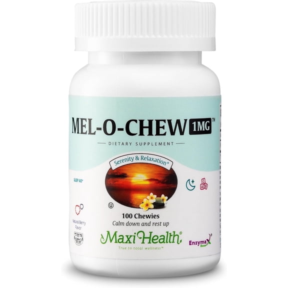 Maxi Health Mel-O-Chew – Melatonin Sleep Support Supplement, 1mg Berry Chewables – 100 Tablets