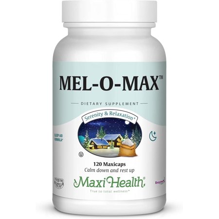 Maxi Health Mel-O-Max – Melatonin with Valerian & Passion Flower – Sleep Support Supplement – 120 Capsules