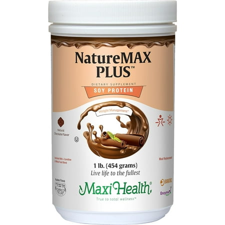 Maxi-Health NatureMAX Plus Soy Protein Powder – Sugar-Free Energy & Muscle Support – 20g Protein, Chocolate, 1lb