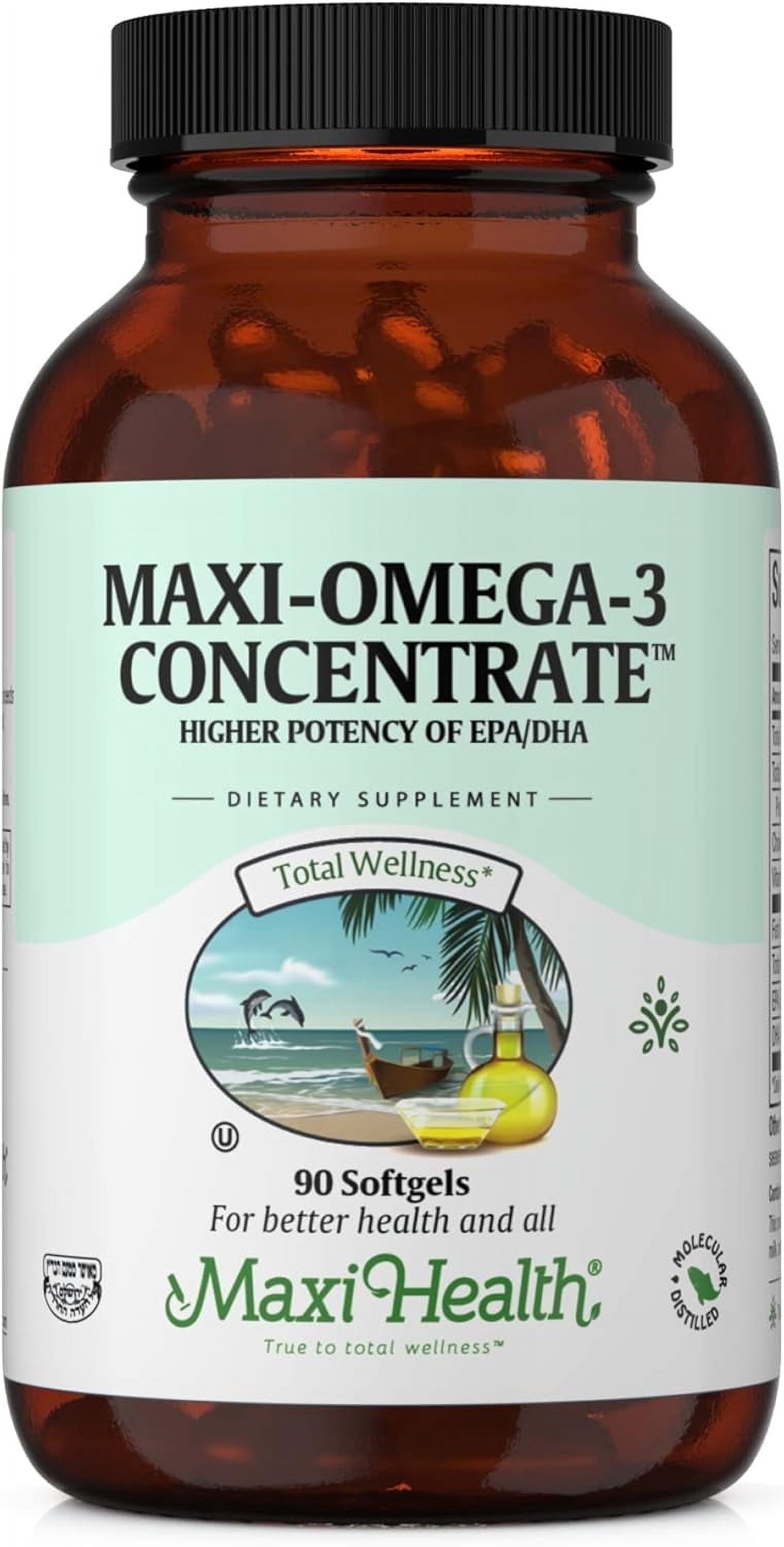 Maxi Health Omega-3 Fish Oil Concentrate – EPA & DHA for Heart, Brain ...