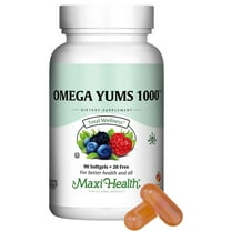 Maxi Health Omega Yums 1000 – Omega-3 Fish Oil for Kids – Brain, Heart & Eye Support – 110 Softgels – Kosher