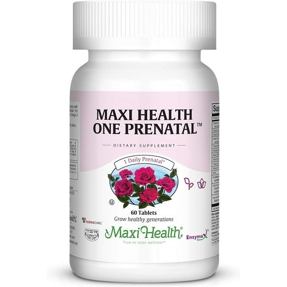 Maxi Health One Prenatal - Womens Prenatal Vitamins with Iron - Enhanced Absorption & Bioavailability - Daily Multivitamin for Women - Multi Vitamin & Mineral Supplement for Adults - 60 Capsules