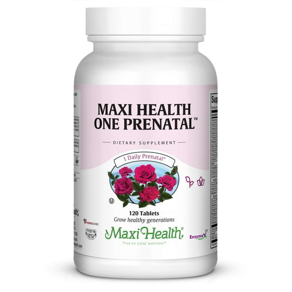 Maxi Health One Prenatal - Womens Prenatal Vitamins with Iron - Enhanced Absorption & Bioavailability - Daily Multivitamin for Women - Multi Vitamin & Mineral Supplement for Adults - 120 Tablets