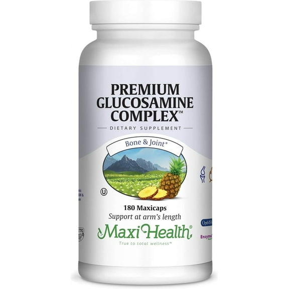 Maxi Health Premium Glucosamine Complex - Joint Support - Hyaluronic Acid & MSM - 180 MaxiCaps - Kosher