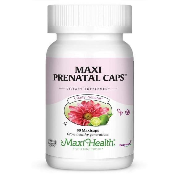 Maxi Health Prenatal Caps Multivitamins with Biotin and Iron One a Day, 60 Count