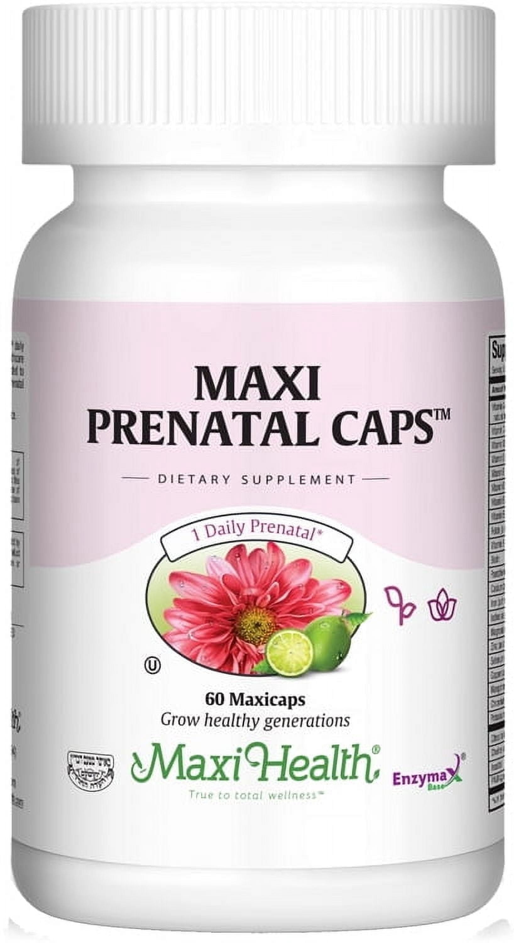 Maxi Health Prenatal Caps Multivitamins with Biotin and Iron One a Day, 60 Count