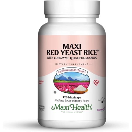 Maxi Health Red Yeast Rice - with Co Q10 & Policosanol - Cholesterol Support - 120 Capsules - Kosher