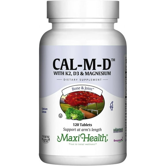 Maxi Health Cal-m-D Calcium, Vitamin K2 & D3 Supplement – Bone and Immune Support – 120 Tablets