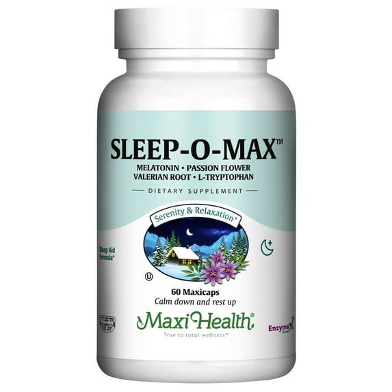 Maxi Health Sleep-O-Max – Natural Sleep Support with Valerian, Melatonin & Tryptophan – 60 Capsules