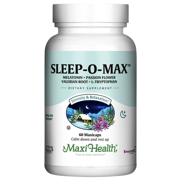 Maxi Health Sleep-O-Max – Natural Sleep Support with Valerian, Melatonin & Tryptophan – 60 Capsules